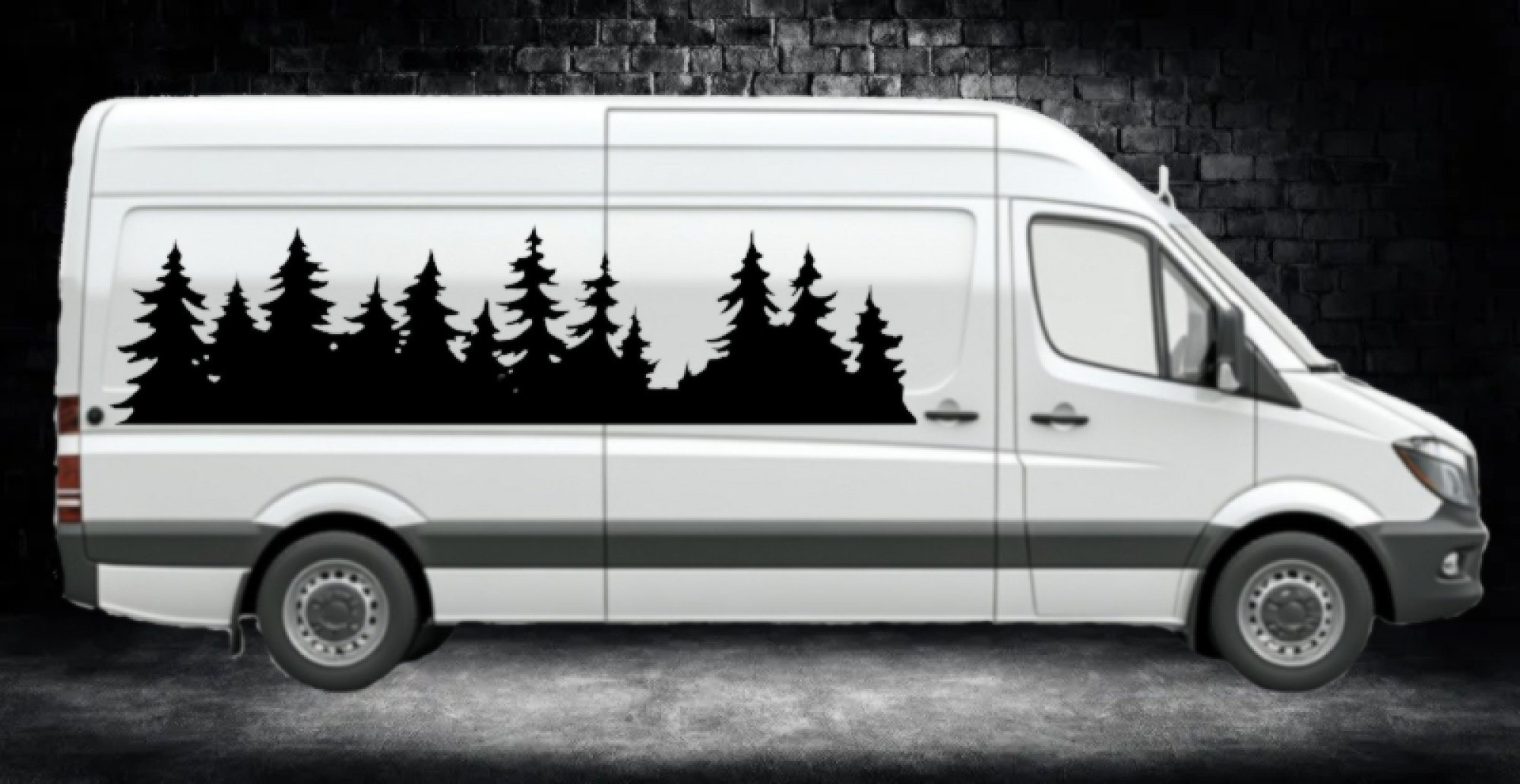 46361 Wald Silhouette Aufkleber Camper Van Mein-Motiv